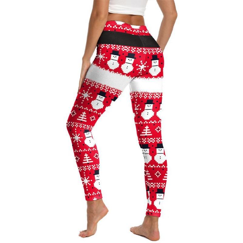Christmas women's leggings new women's pants printed sports yoga pants peach hip pants women