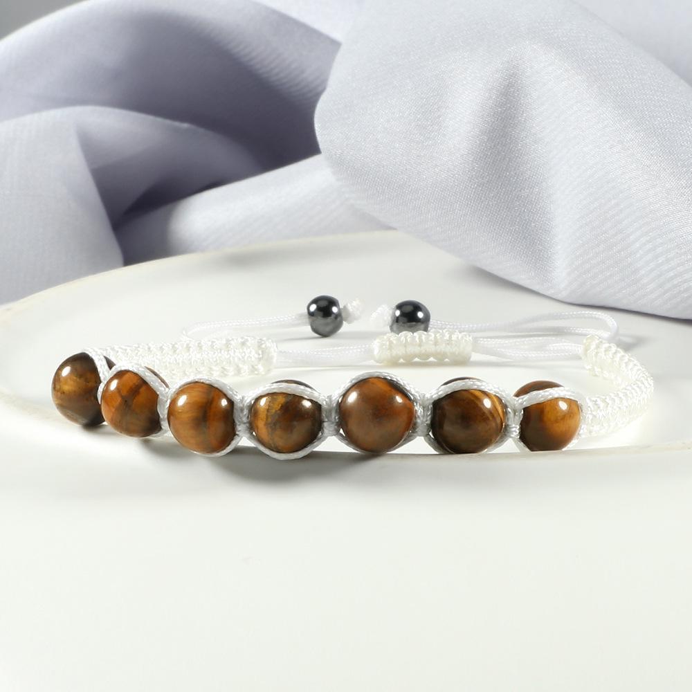 Men's Polka Dot & Tiger Eye Beaded Adjustable Bracelet