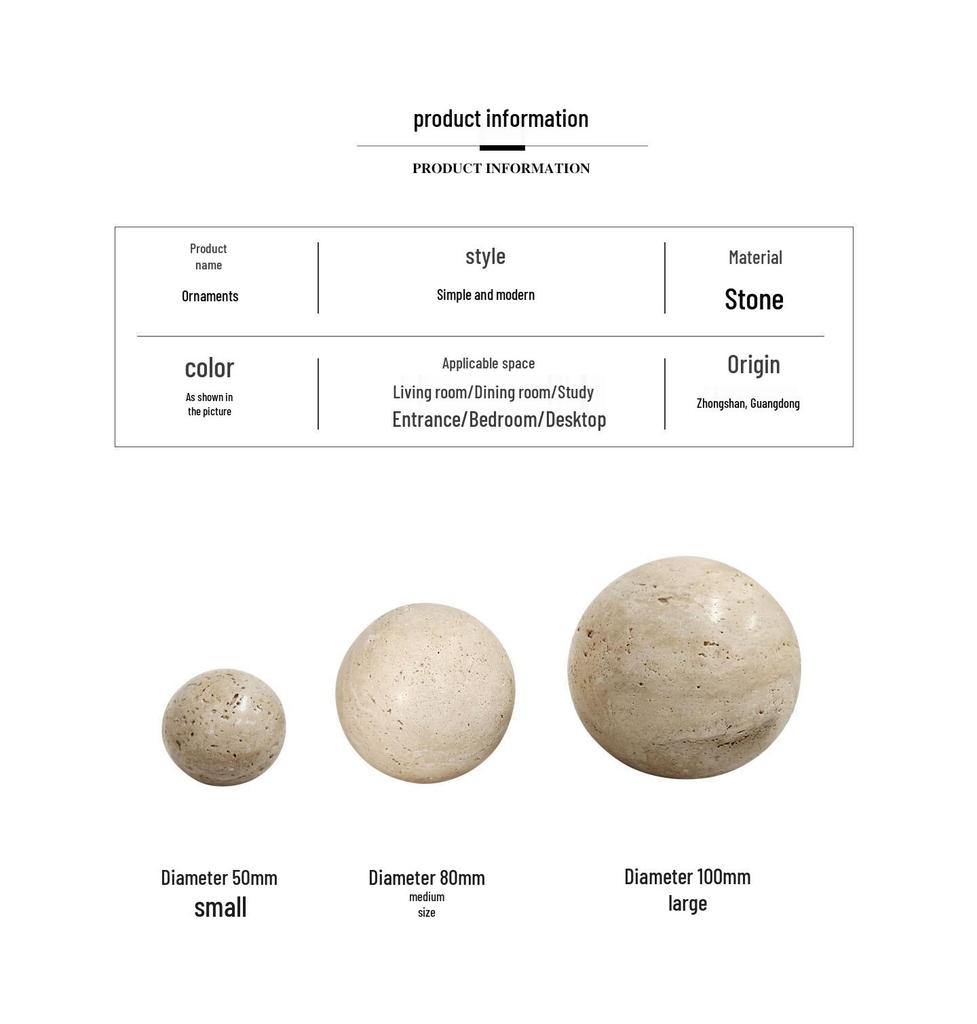 Mramorová kulatá koule - Minimalistická domácí dekorace do obývacího pokoje, na konferenční stolek, do ložnice a ke vchodu