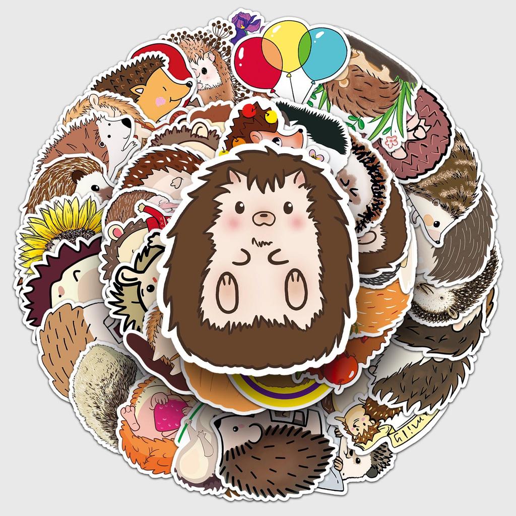 Hedgehog Graffiti Cartoon Stickers - 50 Cute, Waterproof Animal Designs for DIY Projects