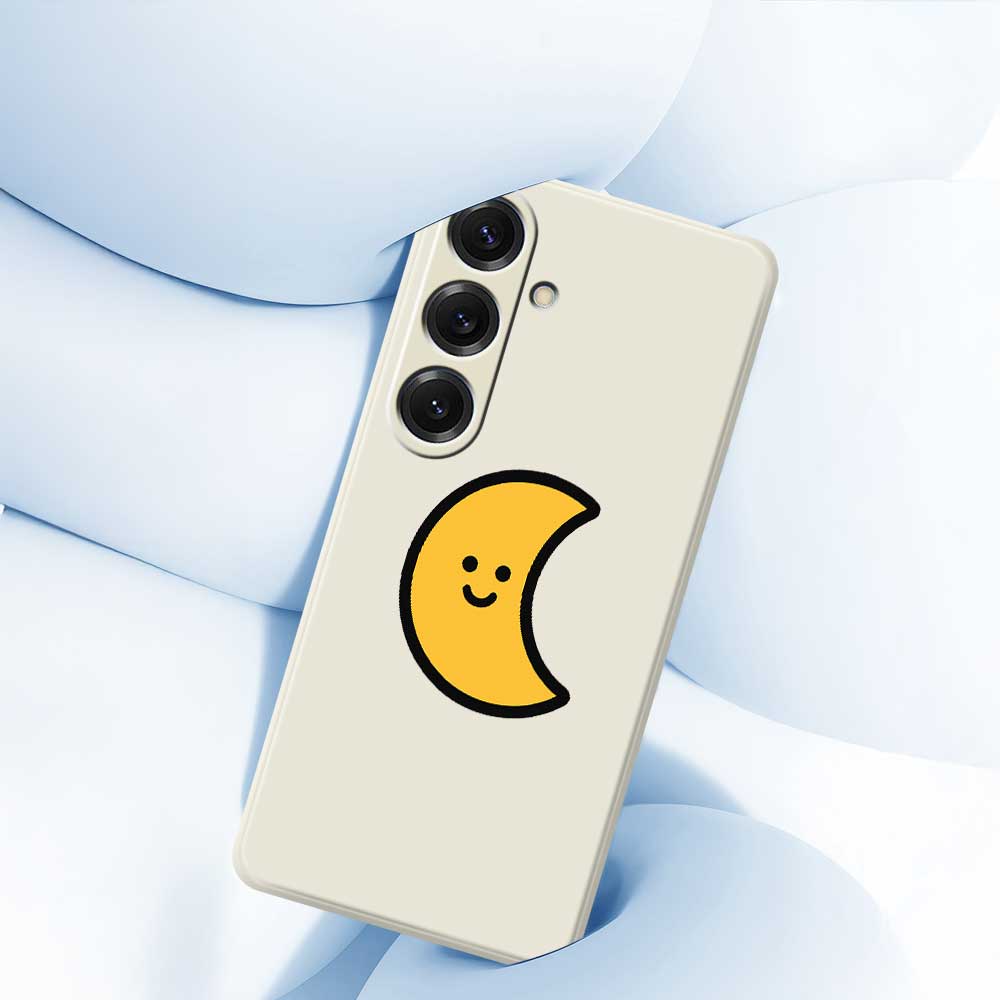 For Samsung Galaxy S25 Case Yellow Moon Pattern Printing Straight Edge TPU Phone Back Cover