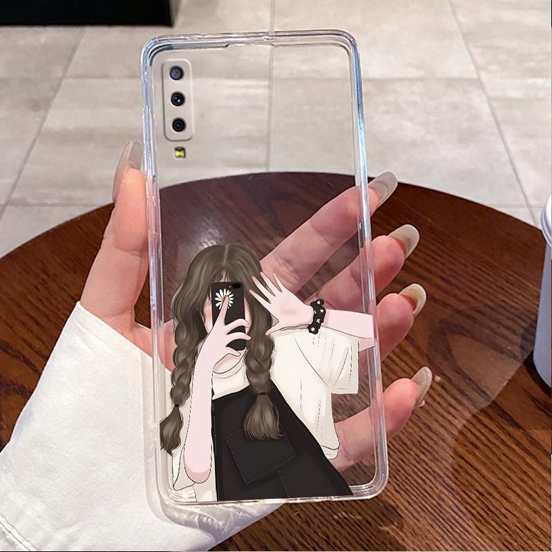 Case For Samsung A7 2018 Casing Samsung Galaxy A7 2018 Phone Case A750 A750F Lovely Rabbit Clear Soft Silicone Protective Cover