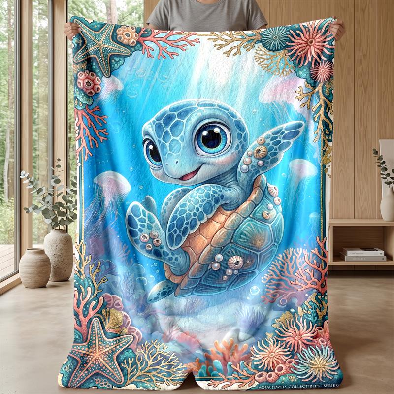Oceanic Serenity 3 Theme Blanket Lightweight Warm Flannel Blanket Decorative Throw Blanket for Home Decoration