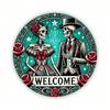 Vintage Day of the Dead Metal Sign 8x8 Inch Round Tin Plaque for Home Bar Wall Decor