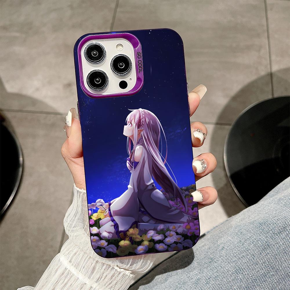 ReZero Emilia Waifu Purple Translucent Mobile Phone Case for iPhone 17 16 15 14 13 12 11 X XR XS Air Pro Max Plus Colorful Cover