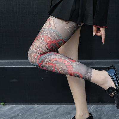 1pc Fake Tattoo Women's Sexy Printed Tights Terrifyin Mesh Tattooed Stockings Perspective Personality High Pantyhose Summer