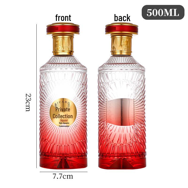 500ml Baijiu Glass Wine Bottle Set - Transparent, Empty, with Gift Box, for Home Brewing