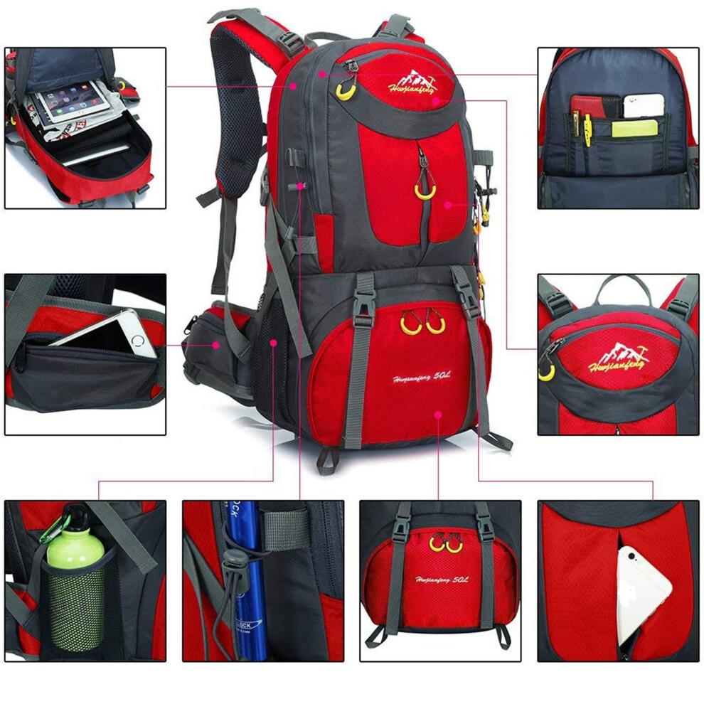 50L Lightweight Hiking Backpack, Water-Resistant, Breathable Back Support, 45+5L Capacity for Travel & Trekking – Compatible with All Outdoor