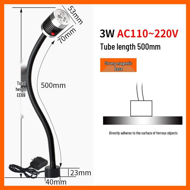 Luci da lavoro a LED magnetiche per macchine CNC e fresatrici, 220V/24V, design con tubo flessibile a collo di cigno