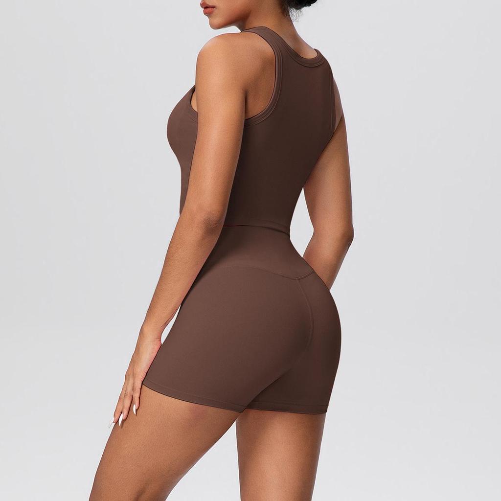 Bare-Feel Sports Tank & High-Waist Butt-Lifting Shorts Set - Quick-Dry Running & Yoga Wear