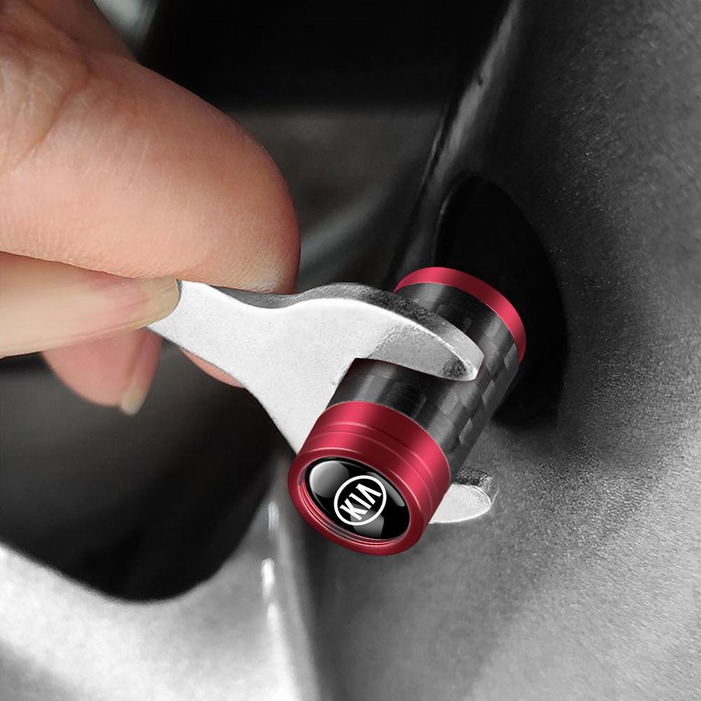 Nakrętki zaworów opon kół samochodowych z włókna węglowego Pokrowce na wentyle felg do KIA Sportage Ceed Sorento Cerato Optima Picanto Rio Soul Stonic