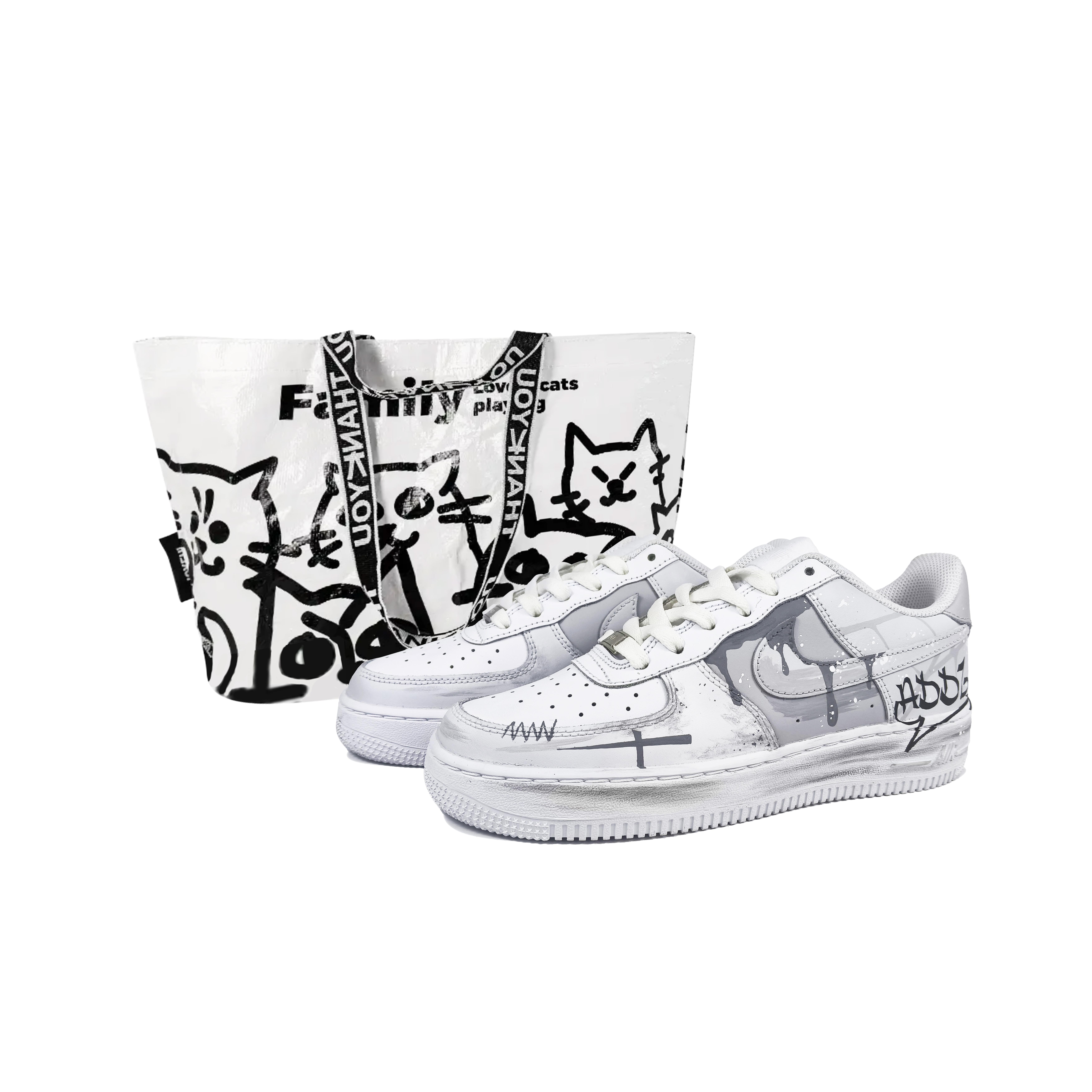 

Nike Air Force 1 Slip Resistant Abrasion Resistant Low top Skateboard Shoes Unisex Gray White CW2288-111(Team619-S-BOX) 35.5