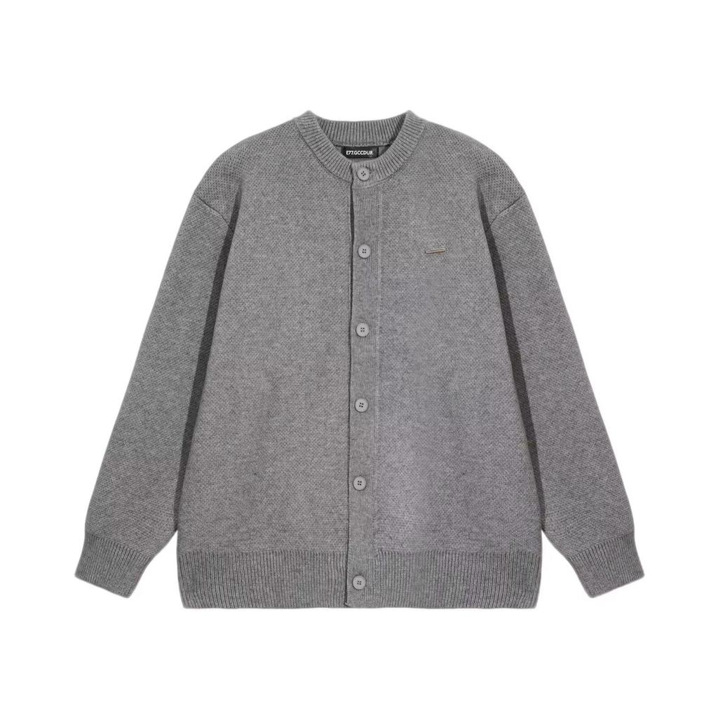 Herbst 2024 Unisex Strickjacke mit lockerem Schnitt und Baseballkragen.