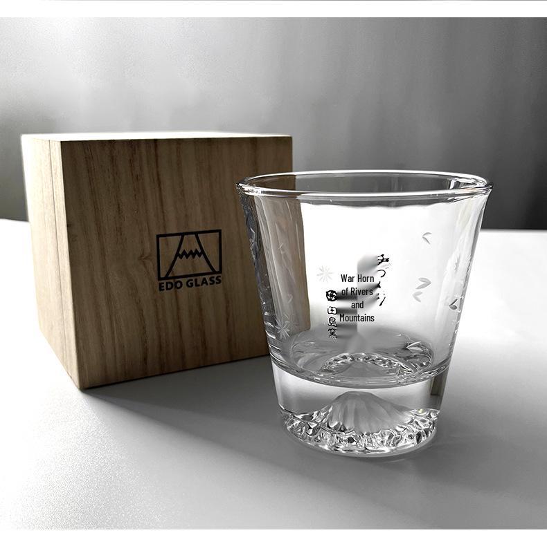 Japanischer Mount Fuji Glasbecher: Kreativer Becher mit Schneekappe für Tee, Milch, Whiskey oder Bier