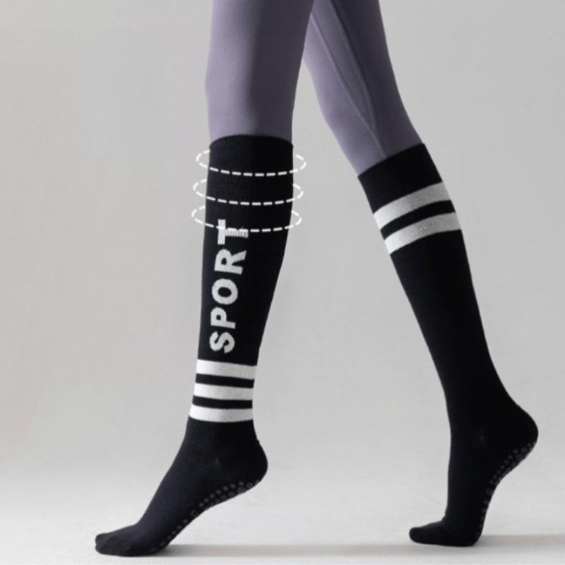 Womens Long Compression Yoga Socks AB Style Silicone Non Slip Calf Socks For Fitness Pilates Outdoor Sports