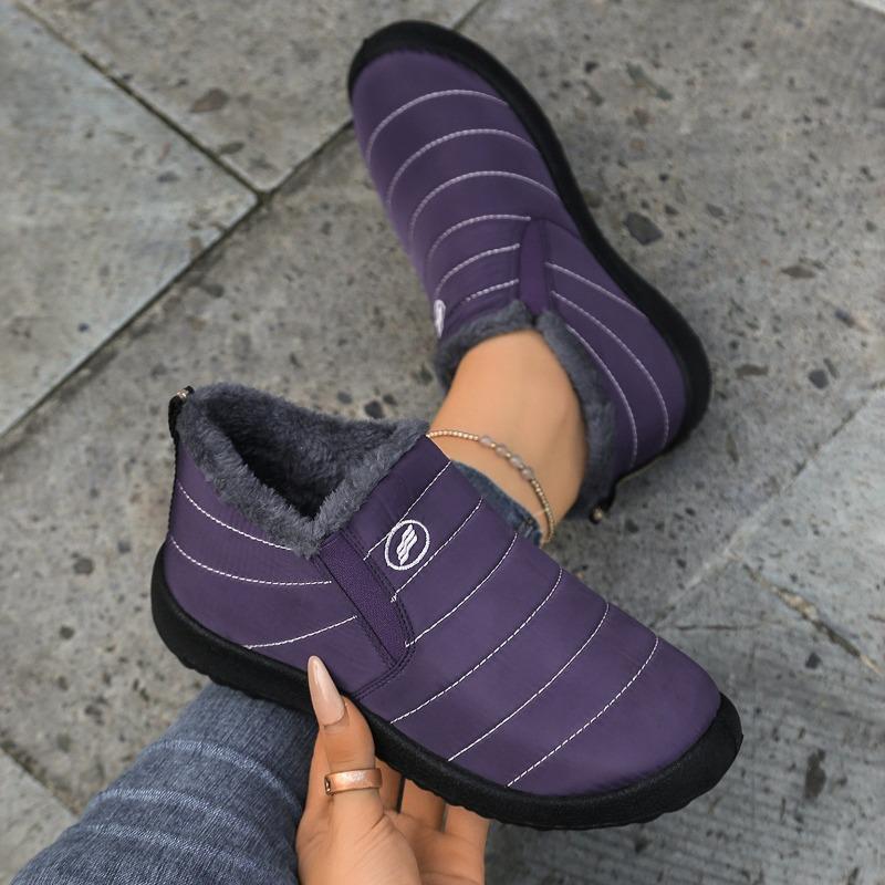 Women’s Large-Size Fleece-Lined Cotton Snow Boots, Warm Thickened Casual Shoes