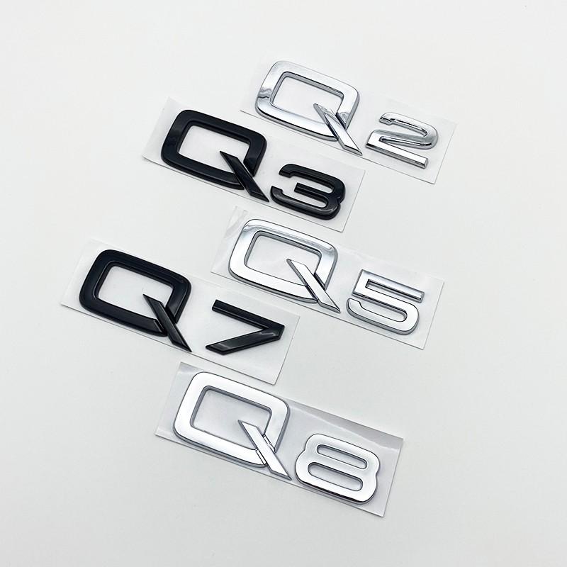 3D ABS Numbers Letters Q2 Q3 Q4 Q5 Q6 Q7 Q8 Emblem for 111a Q series Car Fender Trunk Rear Logo Sticker Black Silvera111