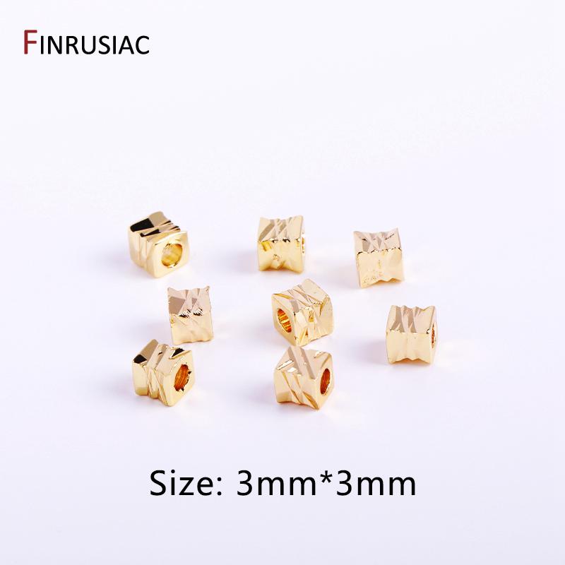 

14k Gold Plated Brass 3mm Cube Beads Loose Square Beads For Jewelry Making Supplies DIY Necklace Bracelet Findings Wholesale 10 pieces
