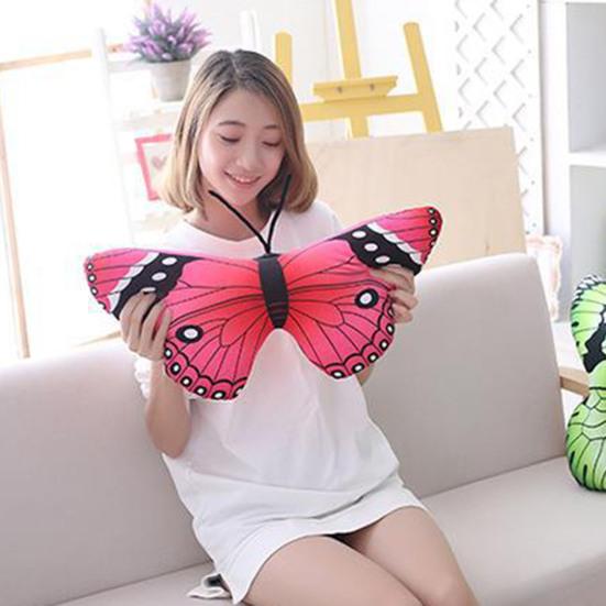 Cuscino Peluche Farfalla Aspetto Vivace Morbido Riempimento in Cotone PP Bambola Animale Peluche Compagno Cuscino per Divano Cuscino Animale di Peluche Giocattolo Peluche Insetto Simulazione