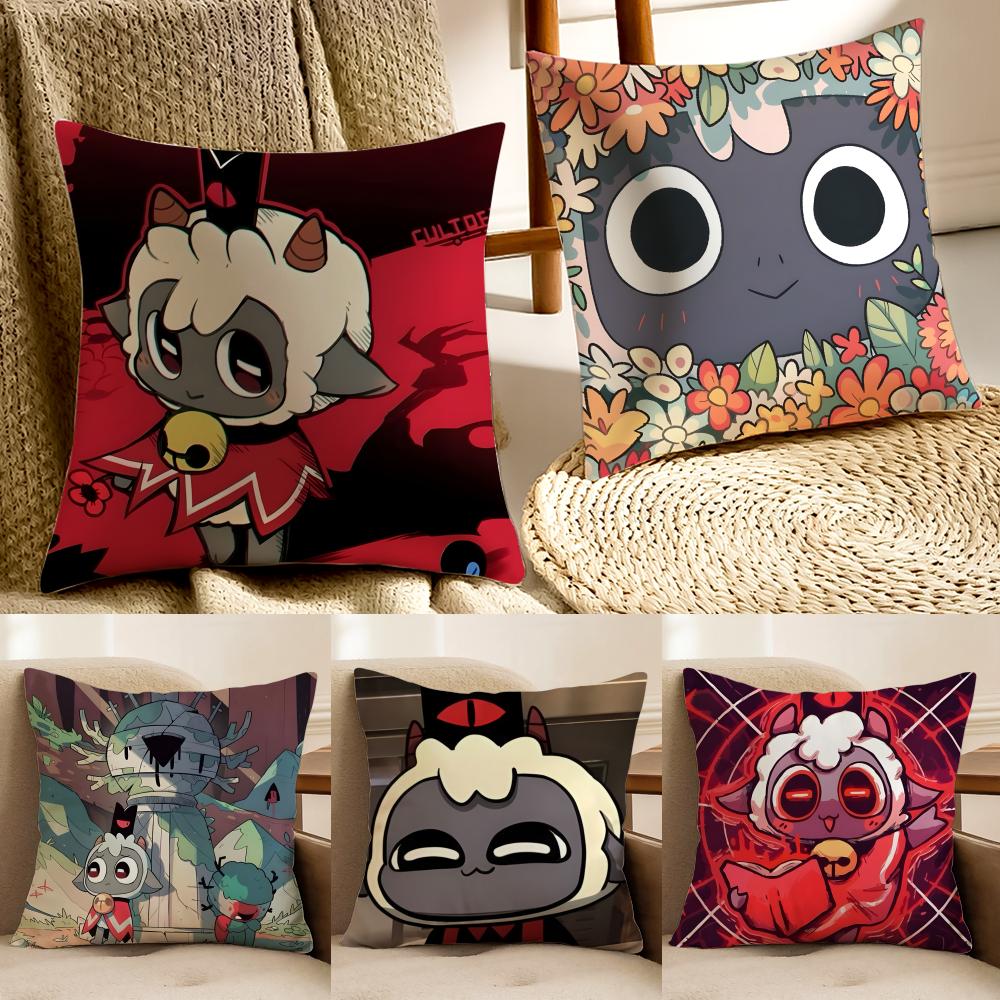 Cute Dark Indie Game CCult Of The Lamb Cushion Cover Pillowcase Antidustmite living Room Sofa Decor Cushion Room
