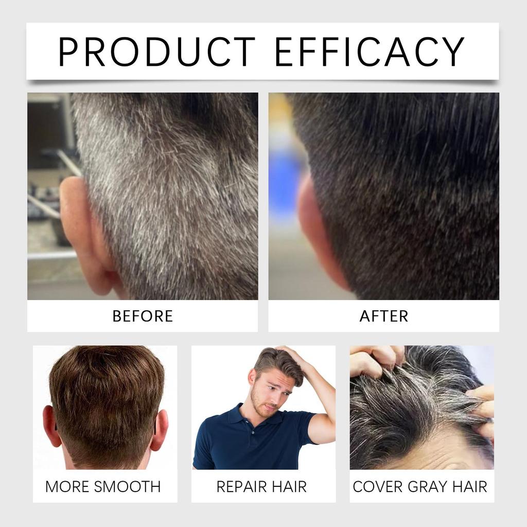 Jaysuing Men Black Instant Shampoo Natural Shine Nourishing Hair Color Shampoo No Mess Home Use 200ML