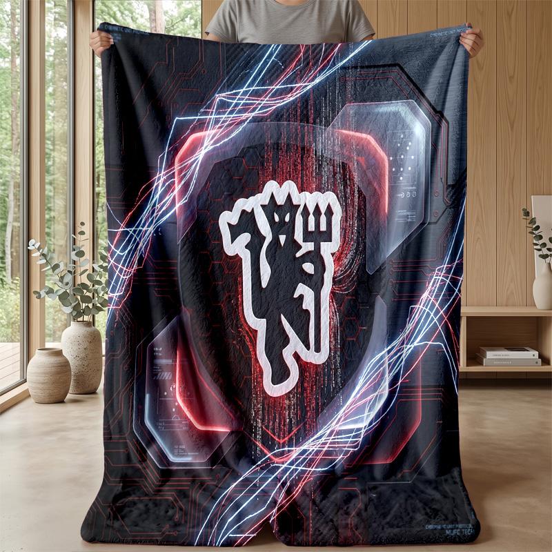 Manchester United Theme Blanket Soft Flannel Blanket Plush Throw Blanket Cozy Sofa Bed Blanket for Home Decor