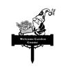 Metal Garden Gnome Yard Stake with Wheelbarrow and Flowers Decorative Outdoor Lawn Ornament for Garden Pathway or Flower Bed