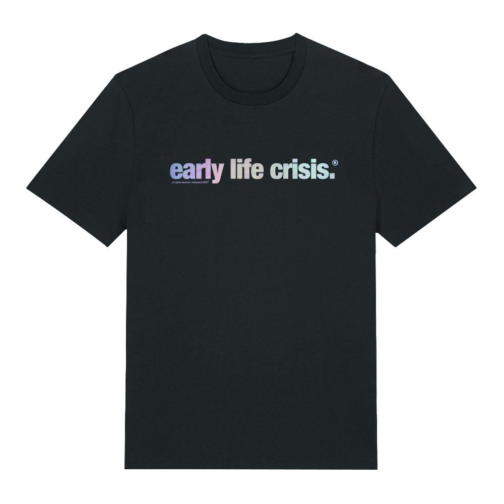 

Nettspend Early Life Crisis Holographic T-shirt NEW Unisex Hip Hop Streetwear Oversized Vintage Tee Cotton Fashion Unisex Tops XS чёрный