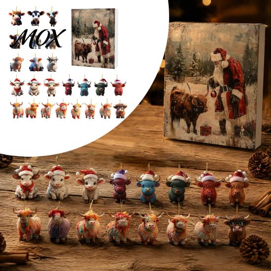 Christmas Souvenir Collection Advent Calendar for Cat Lovers, 24 Day Countdown Box with Interactive Family Gifts Acrylic Pendants, Festive Tree