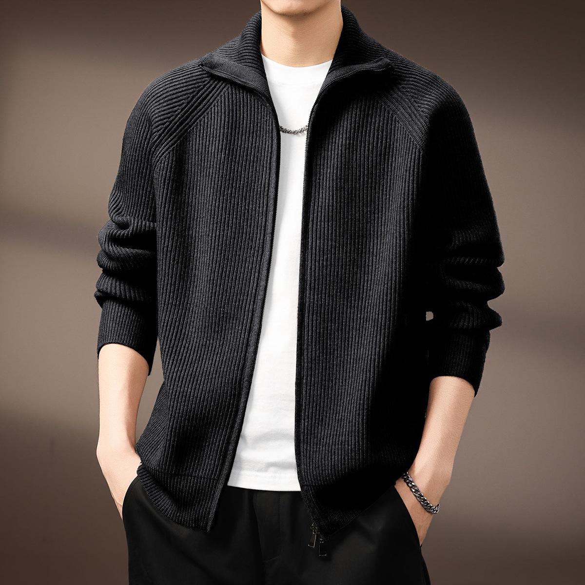 

Men s High-End Retro Thick Cardigan - Winter Knit Sweater XL (140-160 Jin) чорний
