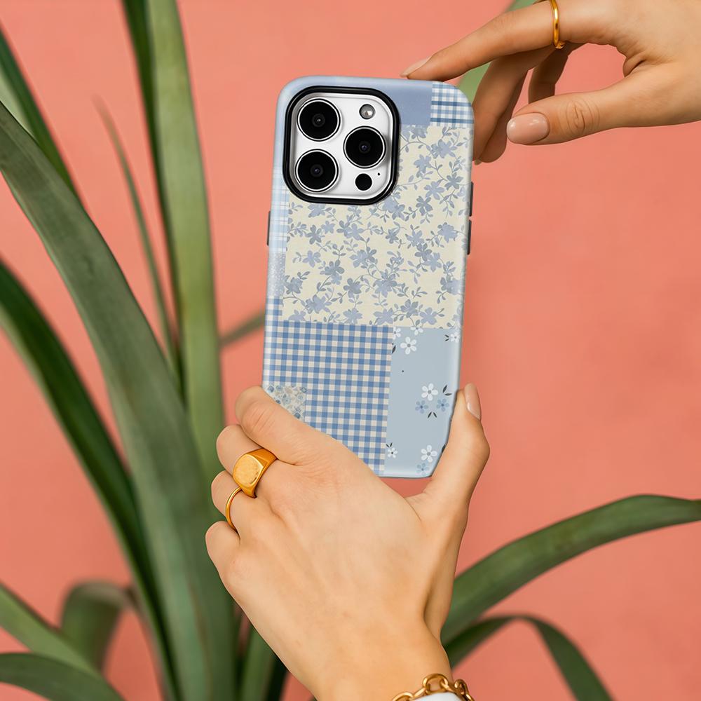 Blue Gingham Phone Case for IPhone 17 16 15 14 13 Pro Max Plus for Magnetic Single Double-layer Tough Case
