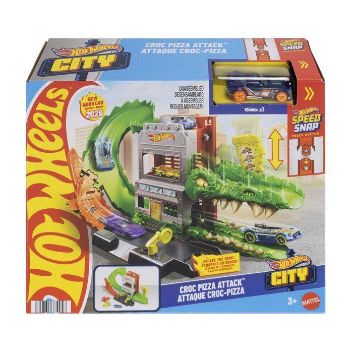Coffret de piste - HOT WHEELS - Attaque du Crocodile - Véhicule 1/64 inclus - Compatible Speed Snap - Des 3 ans