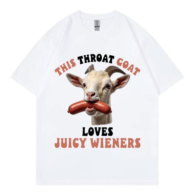 Questa Capra della Gola Ama Salsicce Succose Divertente Meme Maglietta Uomo Donna Moda Streetwear T-shirt Estiva Casual Ampia T-shirt
