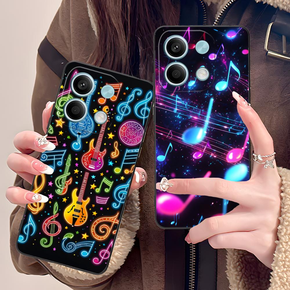 Musical Note Staff Mobile Phone Case for POCO M7 M6 M5 M4 M3 X7 X6 X5 X4 X3 Pro GT 5G Colorful Printing Cover Luxury Cellphones