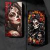 Catrina Beautiful Rose Girl Skull Soft Phone Case for Samsung Galaxy S26 S25 Edge S24 Ultra S23 Plus S22 S21 FE S20 Black Cover