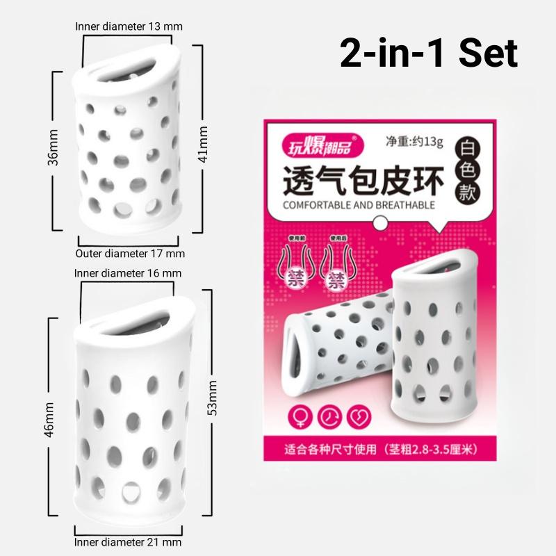 Foreskin Correction Cock Ring Penis Sleeve Delay Ejaculation Male Chastity Cage Sex Toys For Men Sex Products 2pcs/set