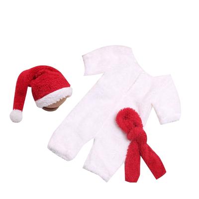 3PCS Baby Girl Photo Suit for Party Newborn Christmas Costume Romper Santa Hat Holiday Party Infant Photography Props