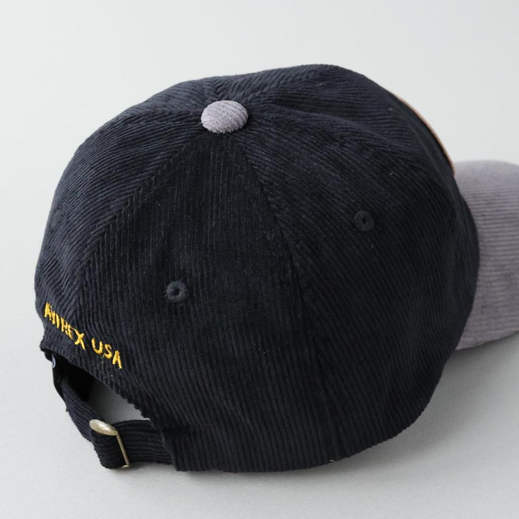 AVIREX Corduroy Military Low Military Baseball Black Cap, Cap, Men's, Fall/Winter, AIRFORCES,