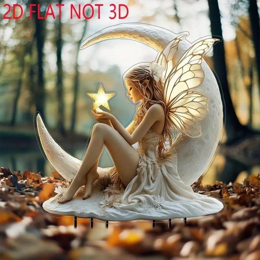 1 STÜCK Stern Mond Feengarten Karteneinsteckung, geeignet für Rasendekoration, geeignet für verschiedene Feiertagspartygeschenke.