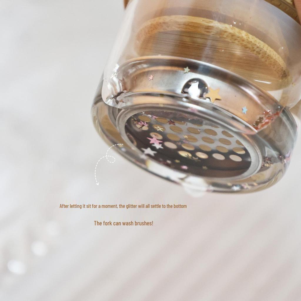 Nail Art Glitter Brush Cleaner with Stainless Steel Grid & Crystal Gel Cup