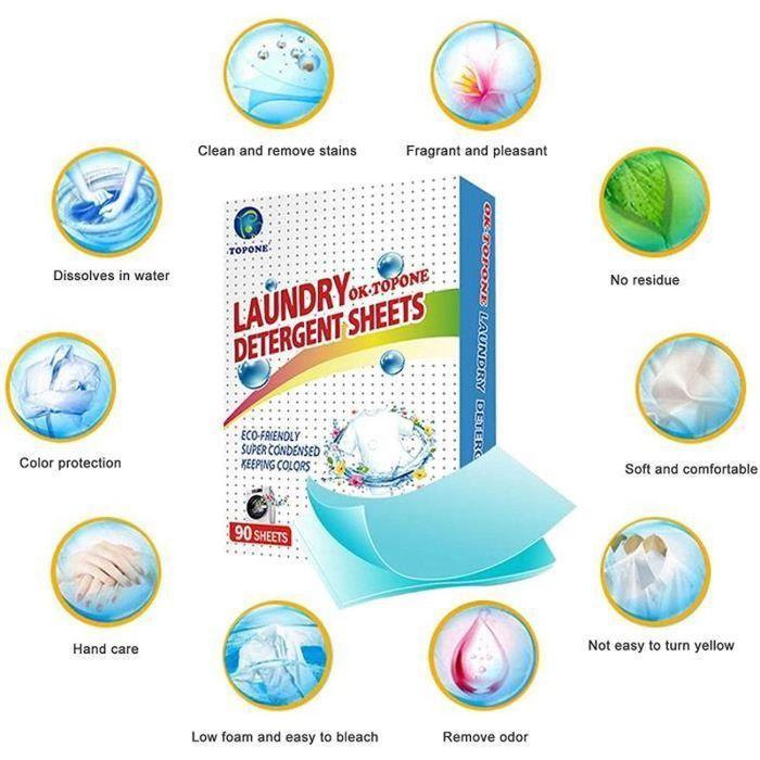 Feuilles de détergent à lessive concentré180 pièces Feuilles de détergent à lessive sans Liquide Bandes de détergent à less