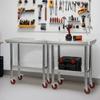 Stainless Steel Table, 60 x 76 cm Food Prep Worktable with Wheels, Kitchen Prep Table with Adjustable Undershelf Workstations for Commercial Kitchen,