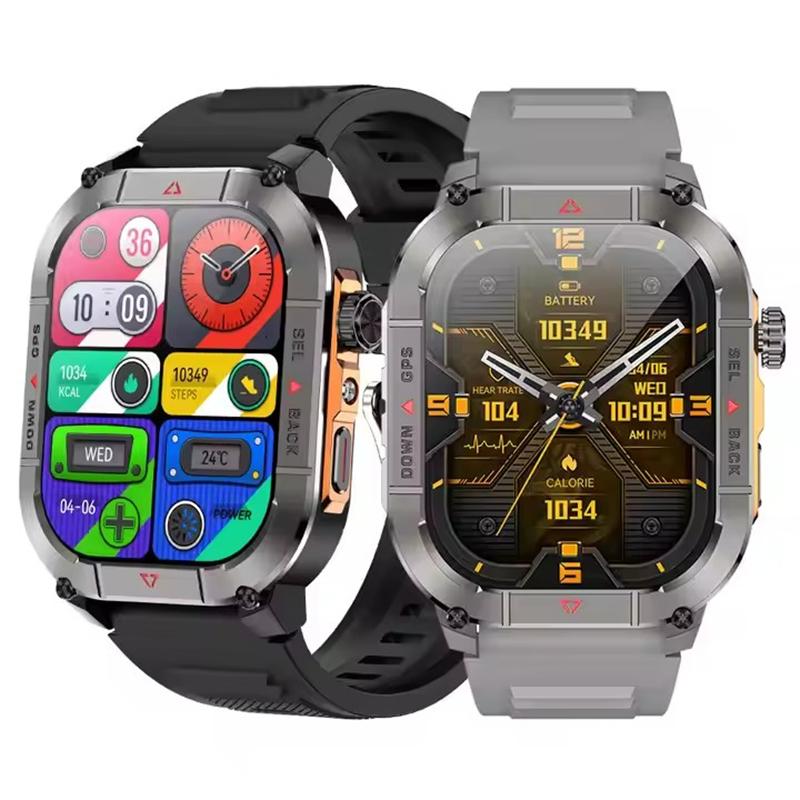 HK84 Men Smart Watch AMOLED Outdoor GPS Sports Positioning Compass Fitness Tracker BT Calling Health Monitoring Smartwatch