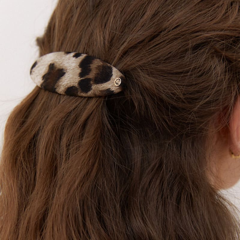 

OVLA classique leopard hair pin_bold oval_2color HP032 grey leopard (bold oval)