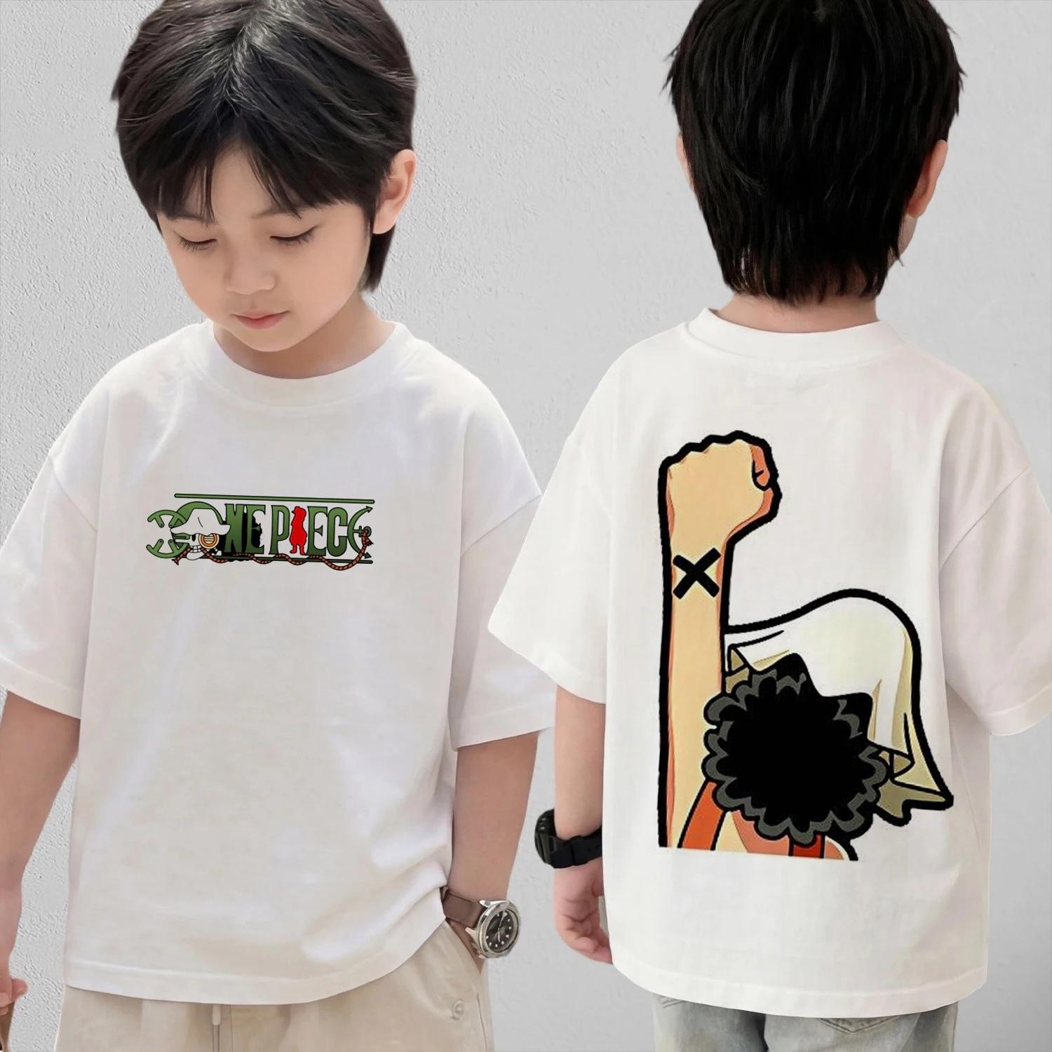One Piece Cute Chibi Character Print Cotton TShirt Men Women Kids Family Clothes 2026 Summer ShortSleeve Casual Tee Tops 100