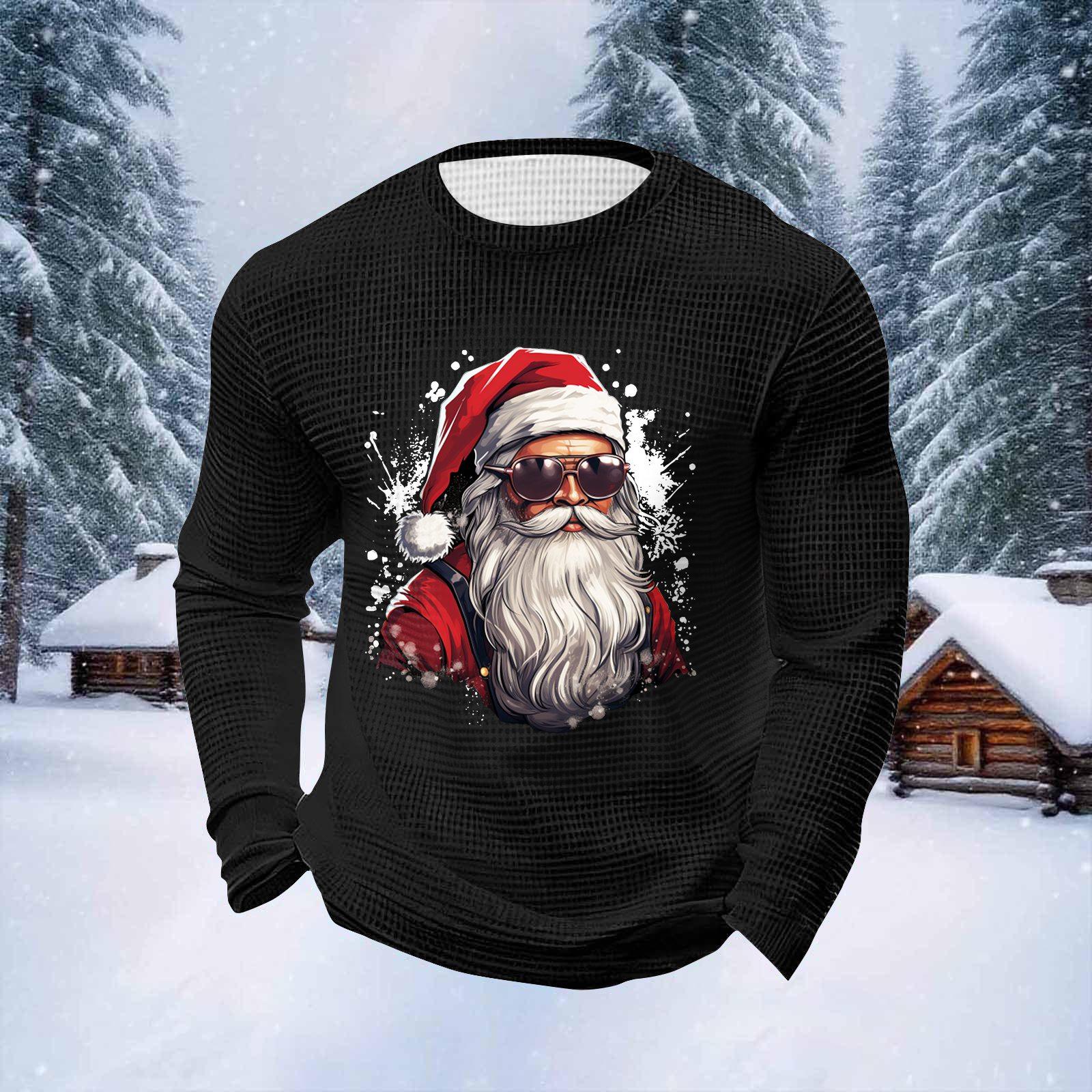 

Men s Christmas Print Round Neck Long Sleeve Tops Men s Sports Large Size Casual Round Neck Tops L