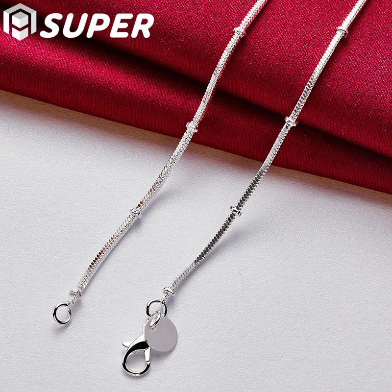 925 Sterling Silber 18/20 Zoll 1,2/2mm Schlangenkette Perlen Halskette Schmuck