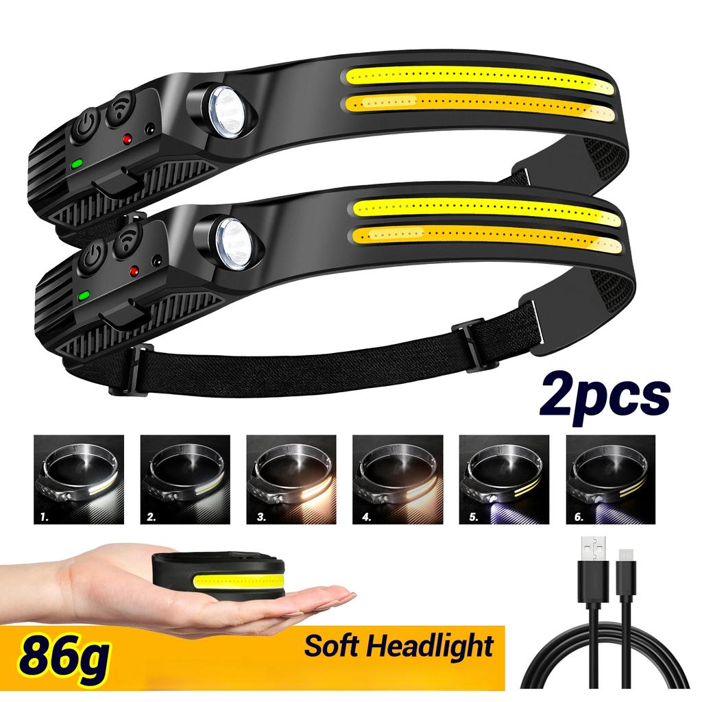 230° Induction Headlamp USB Rechargeable Head Light Sensor LED Flashlight Outdoor Lighting Lamp Camping Hiking Emergency Usage
