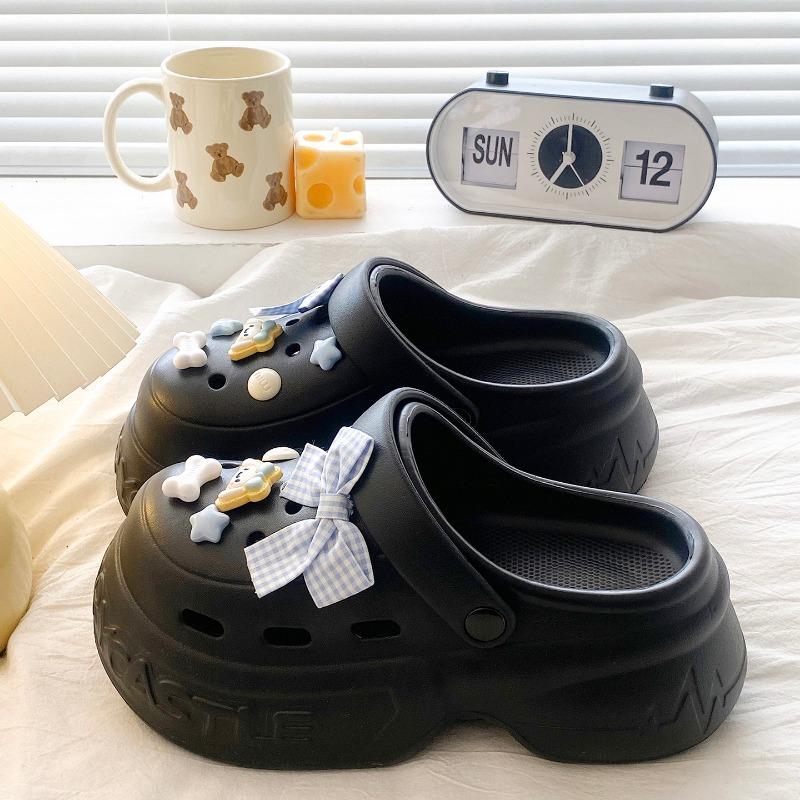 

Women s Chunky Platform Clogs Cute Charm Decor EVA Slides Non-Slip Two-Way Wear Casual Footwear 40 чорний