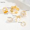6/7 PCS Geometric Flower Imitation Pearl Rings For Women Vintage Irregular Gold Color Rings Sets Fashion Elegant Party Jewelry
